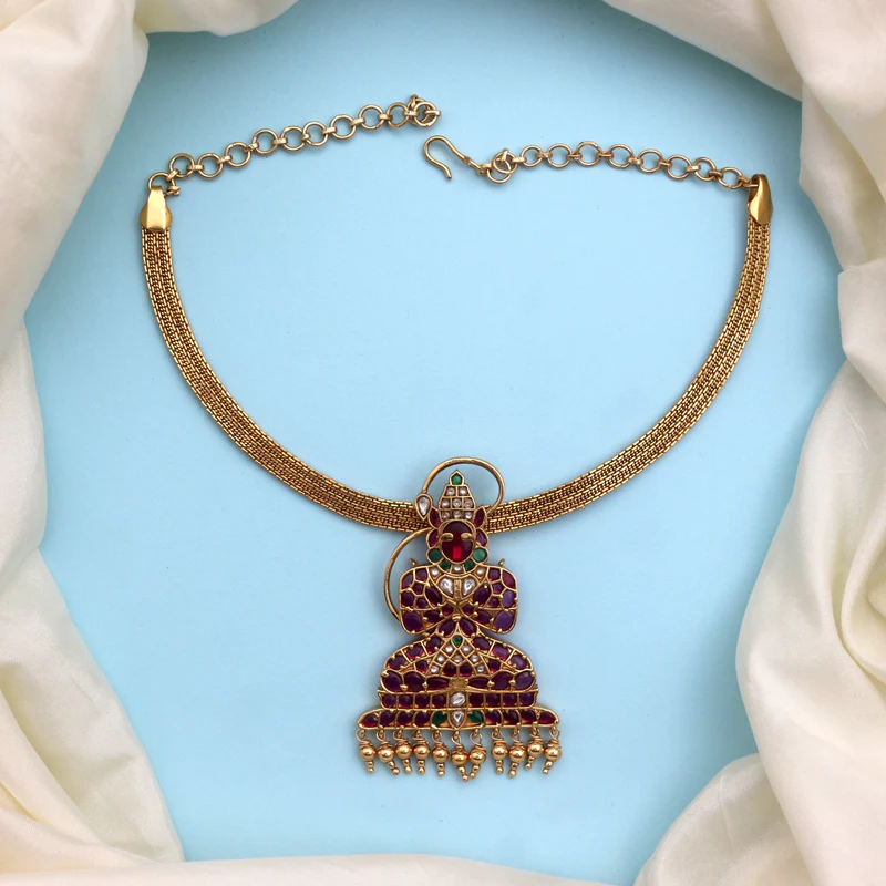 Detachable Premium Kemp Kundan Lord Hanuman Pendant set